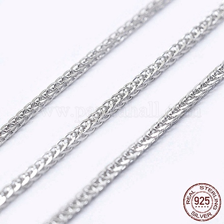 Collares ajustables de cadena de trigo de plata de primera ley con baño de rodio NJEW-L456-003A-P-1
