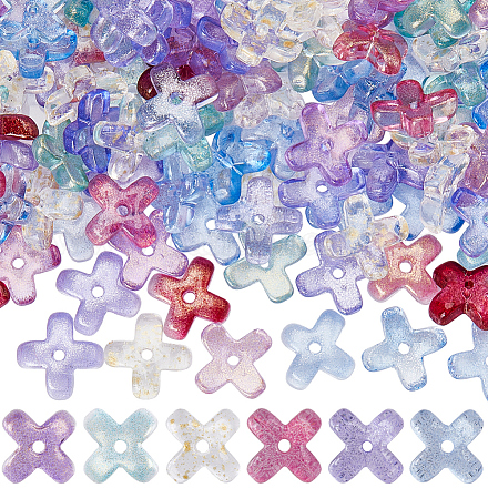 180шт 6 цвета прозрачные окрашенные распылением стеклянные бусины GLAA-SC0002-47-1