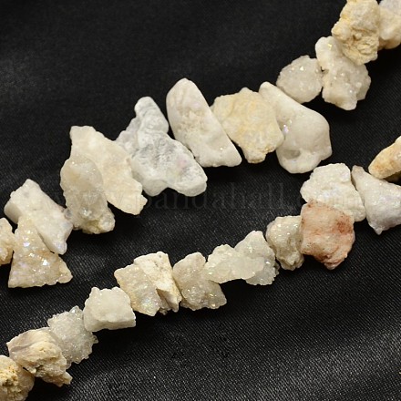 Nuggets Natural Druzy Crystal Agate Graduated Beads Strands G-F214-01F-1