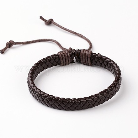 Adjustable Braided Cowhide Cord Bracelets BJEW-F179-05E-1