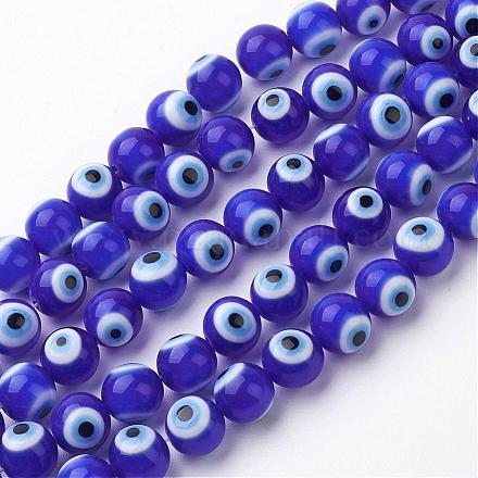 Handmade Evil Eye Lampwork Beads Strands LAMP-J082-09-10mm-1
