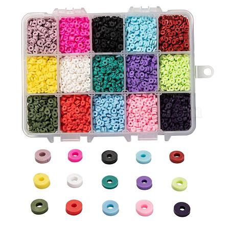 15 couleurs de perles d'argile polymère faites à la main écologiques CLAY-JP0001-04-4mm-1