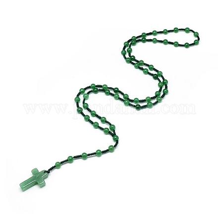 Natural Green Aventurine Pendant Necklaces NJEW-T001-08-1