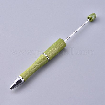 プラスチック製のビーズのペン  シャフト黒インクボールペン  DIYペンの装飾用  オリーブドラブ  144x12mm  中棒：2mm AJEW-L082-A06-1