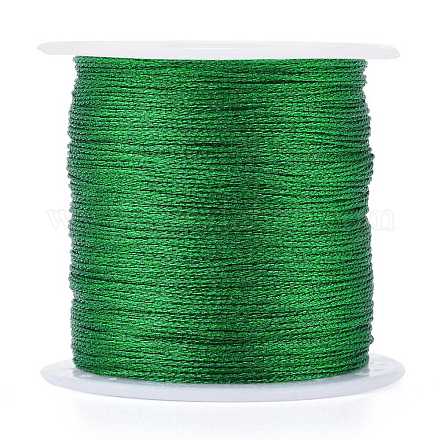 ポリエステル編組メタリック糸  DIYの編みこみのブレスレット作りと刺繡のために  グリーン  0.4mm  6プライ  約54.68ヤード（50m）/ロール X-OCOR-I007-B-17-1