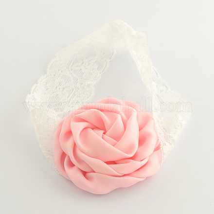 Cordón del bebé accesorios para el cabello cintas para el pelo elástico de moda con la flor del paño X-OHAR-Q002-12I-1