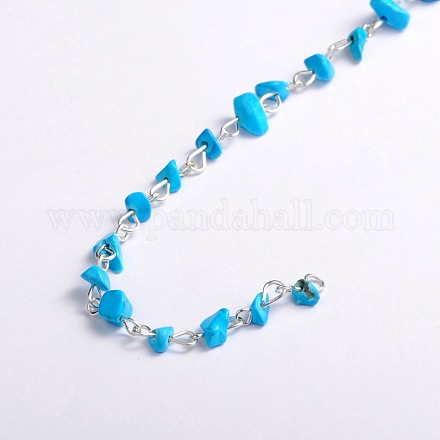 Chaînes de perles de copeaux de howlite synthétiques faites à la main pour la fabrication de colliers et de bracelets AJEW-JB00043-07-1