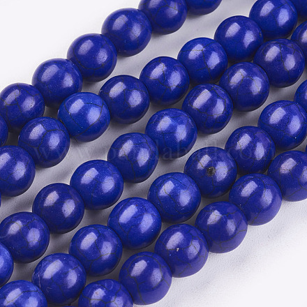 Chapelets de perles en turquoise synthétique TURQ-G106-6mm-02N-1