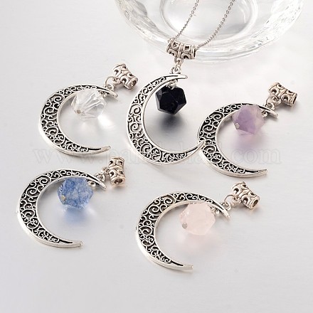 Antique Silver Plated Moon Alloy Big Pendants PALLOY-JF00082-1
