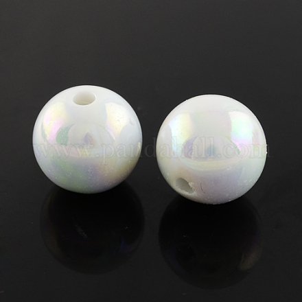 AB Color Plated Acrylic Gumball Beads for Bubblegum Necklace PACR-R204-16mm-01-1