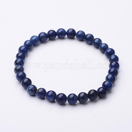 Bracelets extensibles en perles de lapis-lazuli naturel (teint) BJEW-F202-04-1