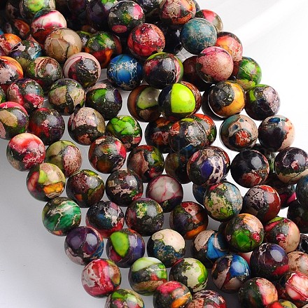 Dyed Natural Imperial Jasper Round Bead Strands G-M274-06-10mm-1