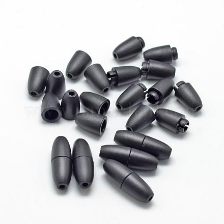 プラスチック離脱クラスプ  ゴムシリコーンの歯がひものネックレスのための  ブラック  24x9mm  穴：2.5mm KY-R012-02-1