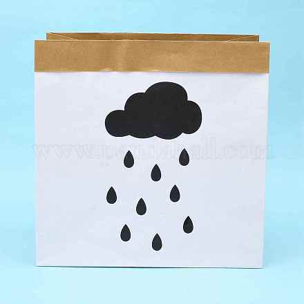 茶色のクラフト紙袋  ハンドル収納袋なし  ギフトバッグ  ショッピングバッグ  ホワイト＆バーリーウッド  雲模様  32x16x32cm CARB-H026-05-1