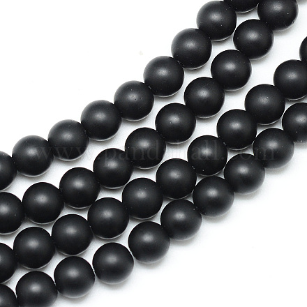 Chapelets de perle en pierre noire synthétique X-G-R345-12mm-38-1-1