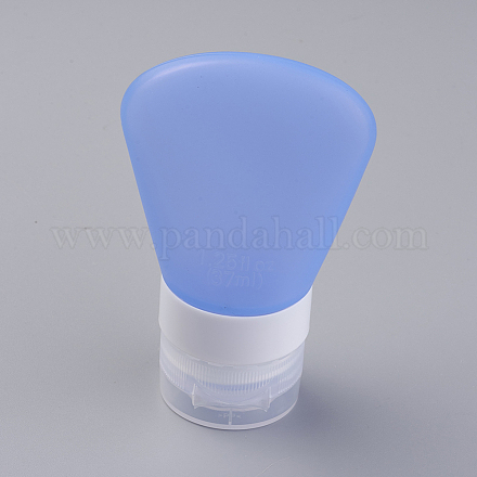 創造的なポータブルシリコンポイントボトリング  シャワーシャンプー化粧品エマルジョン貯蔵ボトル  コーンフラワーブルー  92x58.5mm  容量：約37ml（1.25液量オンス） X-MRMJ-WH0006-E03-37ml-1