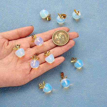 10 pièces pomme gemme pendentif à breloque cristal quartz guérison pendentifs en pierre naturelle opale boucle pour bijoux collier boucle d'oreille fabrication artisanat JX526A-1