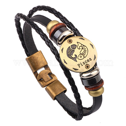Плетеный кожаный шнур ретро многорядные браслеты BJEW-L616-20F-1