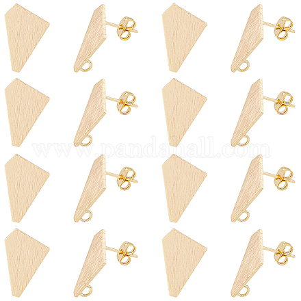 SUPERFINDINGS 16Pcs Real 18K Gold Plated Brass Earring Findings with Loops Post Earring Stud Light Gold Irregular Geometry Earring Finding with 16Pcs Brass Ear Nuts for Jewelry Making KK-FH0006-79-1