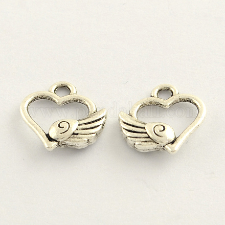 Open Heart with Angel Wing Tibetan Style Zinc Alloy Charms TIBEP-Q033-82-1