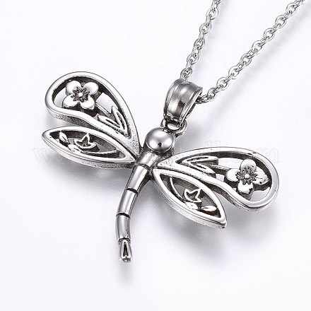 304 Stainless Steel Pendant Necklaces NJEW-E126-03AS-1