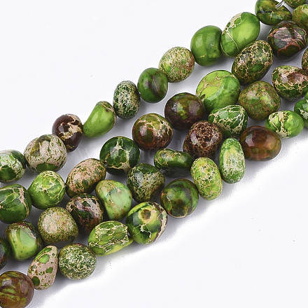 Brins de perles de jaspe impérial naturel G-S355-09A-1