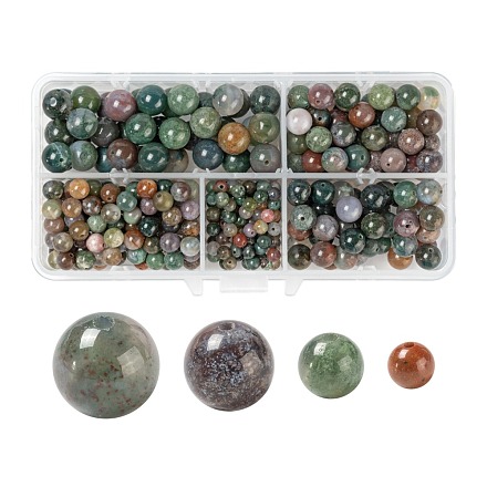 340Pcs 4 Style Natural Indian Agate Beads G-LS0001-46-1