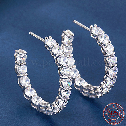 Boucles d'oreilles puces 925 anneau en argent rhodié RE2963-1-1