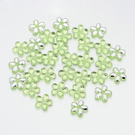 Back Plated Faceted Flower Taiwan Acrylic Rhinestone Beads ACRT-M05-8-05-1