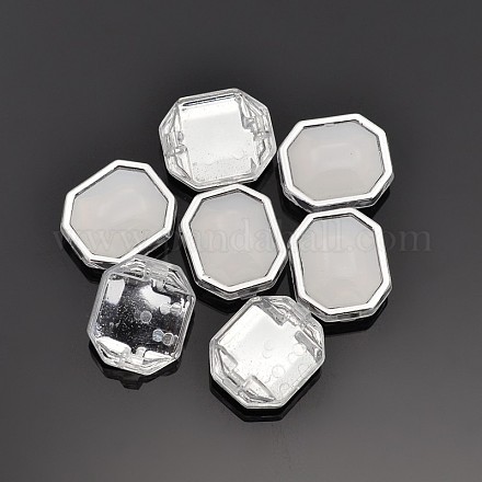 Coudre sur imitation acrylique de taiwan plaqué argent jade SA62-10x14-ACS-H2-1