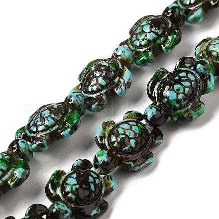 Brins de perles synthétiques teintes en turquoise G-P507-05D-1