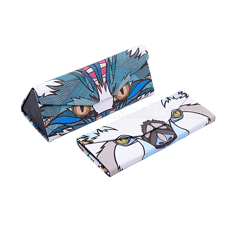 SUPERFINDINGS 2Pcs 2 Colors PVC Owl Pattern Glasses Case AJEW-FH0003-56A-1