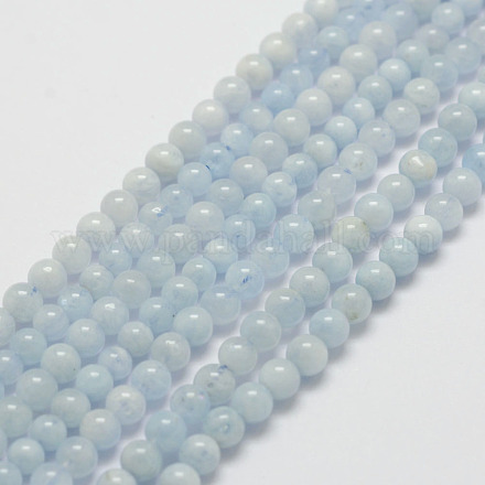 Natürliche Aquamarin Perle Stränge G-P243-01-4mm-1