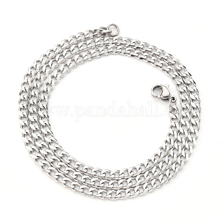 Men's 201 Stainless Steel Cuban Chain Necklace NJEW-R257-001A-P-1