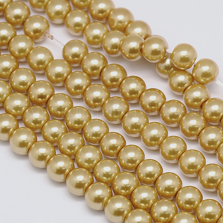 Brins de perles rondes en verre teinté écologique HY-A002-10mm-RB068-1