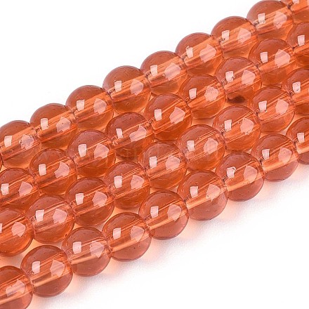 Chapelet de perles en verre baking paint DGLA-Q023-6mm-DB28-1
