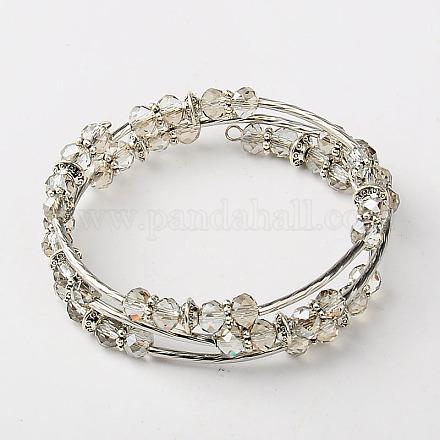 Glass Triple Wrap Bracelets BJEW-JB01184-01-1
