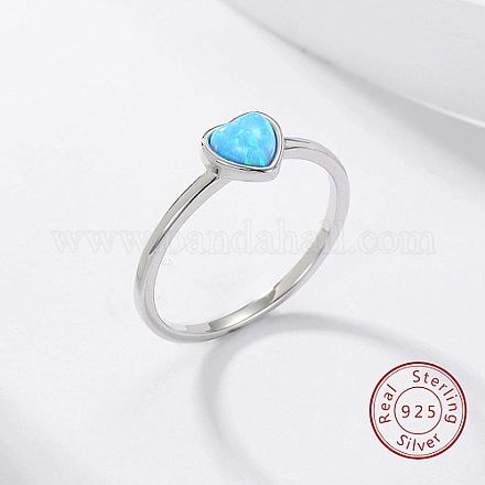 Anello da dito con cuore in opale sintetico azzurro cielo FM4105-1-1