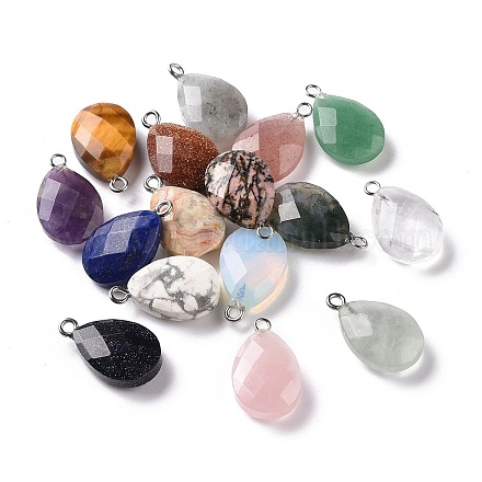 Natural & Synthetic Mixed Gemstone Pendants G-M395-05-1