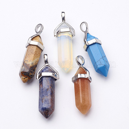 Fashion Natural & Synthetic Mixed Stone Pointed Pendants G-D415-M-1