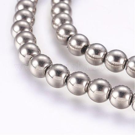 Chapelets de perles en hématite synthétique sans magnétique G-P277-06-6mm-1