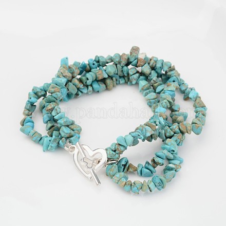 Bracelets multi-brins en perles turquoise naturelles (teints) BJEW-JB02321-01-1