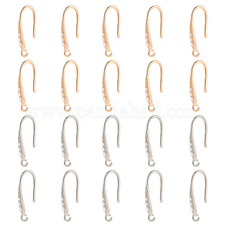 SUPERFINDINGS 20Pcs 2 Colors Brass Earring Hook with Acrylic Pearl Ear Wires with Vertical Loop French Earring Hooks Dangle Earring Connector Findings for DIY Earring Making Supplies EJEW-FH0001-05-1