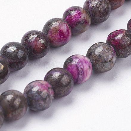 Natural Pyrite Beads Strands G-K181-6mm-H02-1