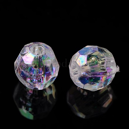Ab Farbe transparentes Acryl facettierte runde klare Perlen X-PL642-22-1