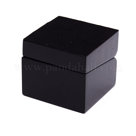 ベーキングニスウッドボックス  フィルムカバー  フォームマット付き  正方形  リングパッキン用  ブラック  6x6x5.2cm CON-WH0076-36-1