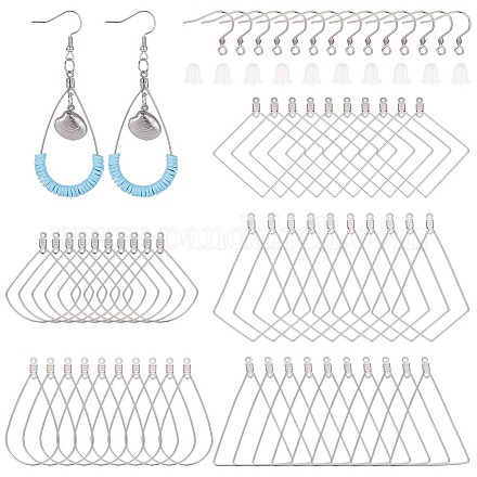 UNICRAFTALE about 180pcs 5 Types Hypoallergenic Hollow Hoop Earring Stainless Steel Earring Hooks with Wire Pendants and Plastic Ear Nuts for DIY Earrings Jewelry Making DIY-UN0001-88P-1