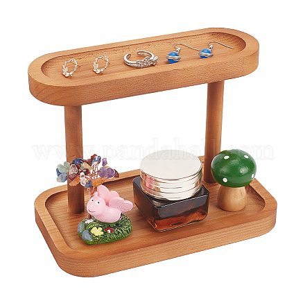 2-ярусные овальные деревянные стеллажи ODIS-WH0025-127A-1