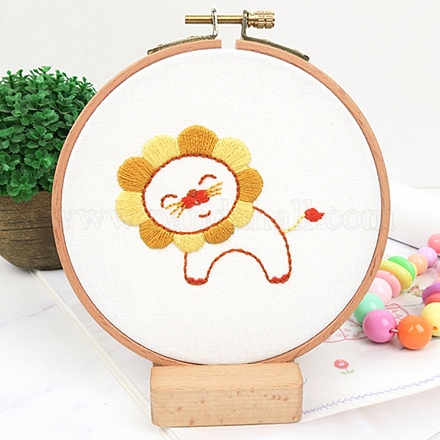DIY Cartoon Animal Embroidery Sets DIY-G037-02F-1
