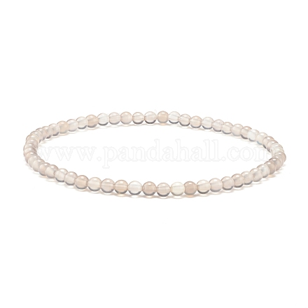 Mini bracciali elasticizzati con perline in agata grigia naturale BJEW-JB07669-02-1